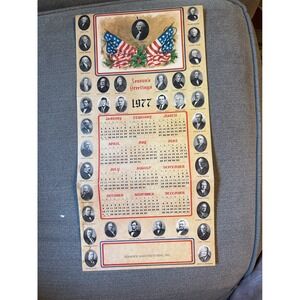 Vtg 1977 US Presidents Calendar Poster Dominick Manufacturing Americana 1970s